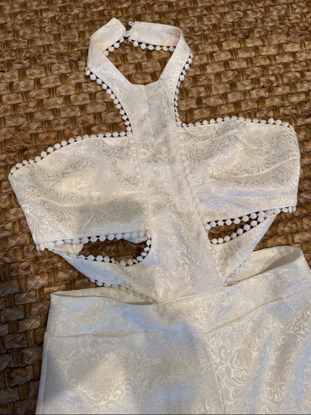 White Halter Cutout Wide-Leg Jumpsuit - Picture 3 of 9